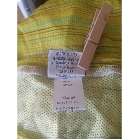 Voler men's lime green, short sleeve, striped, mesh cycle training shirt, XL - Picture 5 of 6